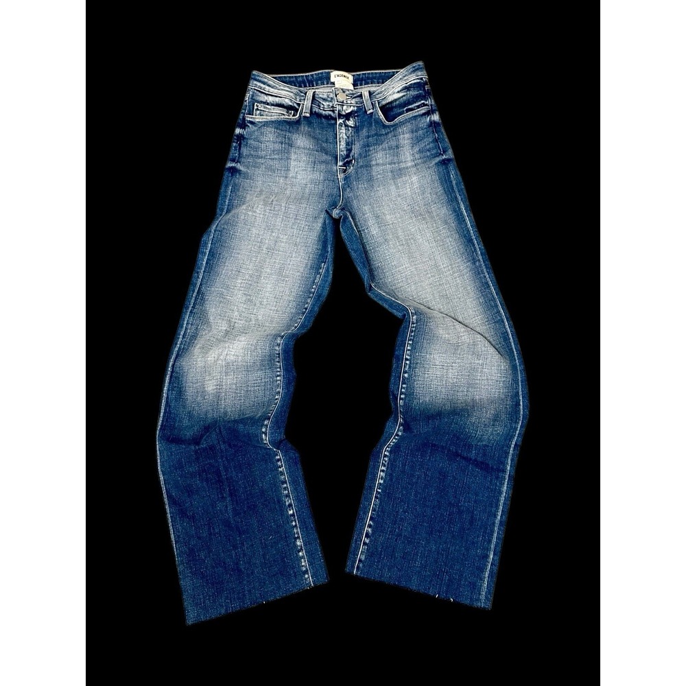 Lagence Jeans Womens Sz 27 Blue Jeans Boot Cut Flared Leg Stretch Denim Raw Hem
